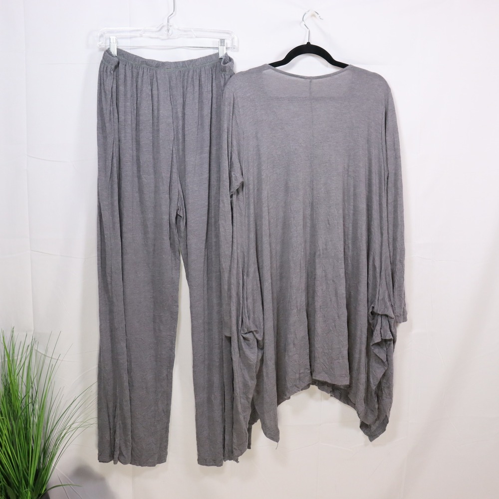 Comfy USA 2 Piece Pant Set XL Gray Womens Lagenlook Loungewear - Picture 3 of 7